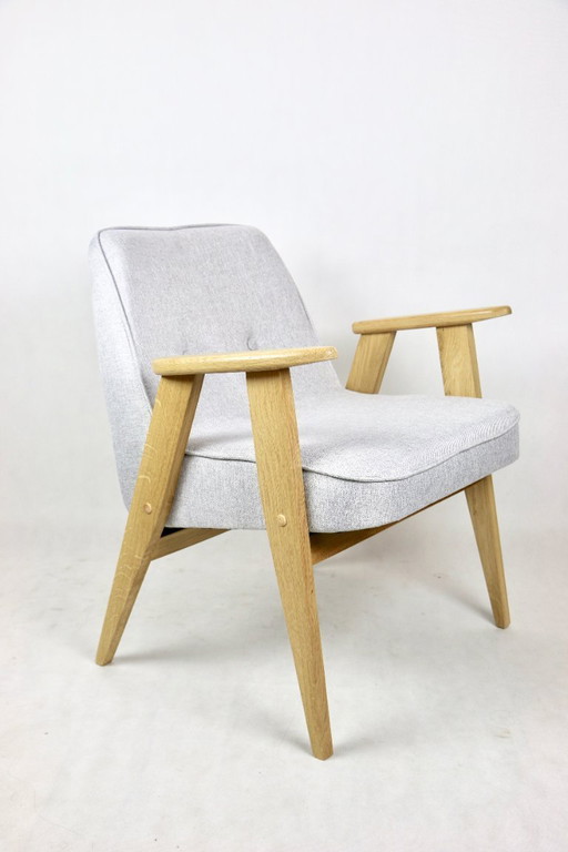 Fauteuil lounge beige et gris modèle 366 par Józef Chierowski, années 1970