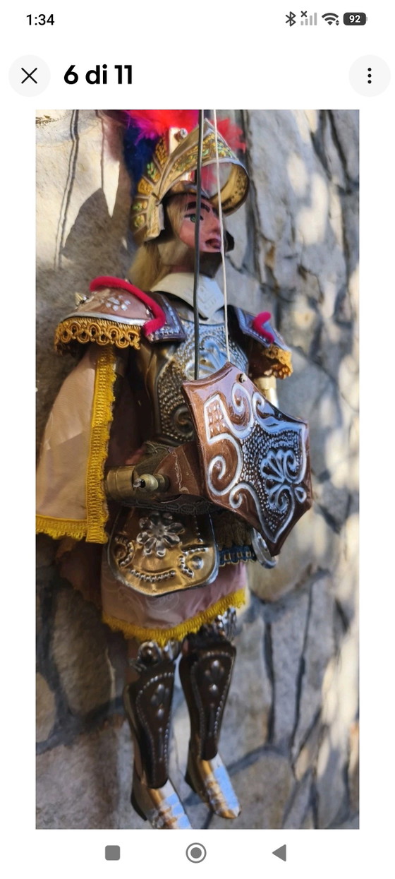 Marionnette vintage Angelica, 50 cm, armure en laiton, pour cérémonie d'honneur – Objets déco, Metal, Textile (photo 6 of 12)