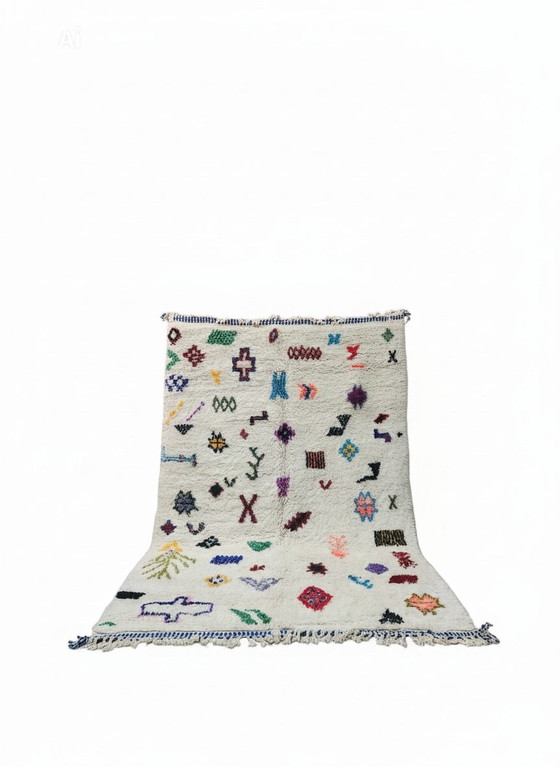 Image 1 of Tapis Marocain Coloré en laine naturelle. Tissé par des artisans