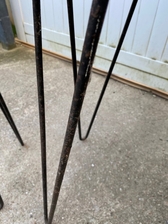 Image 1 of Bancone da bar vintage anni '50 con due sgabelli in rattan e metallo