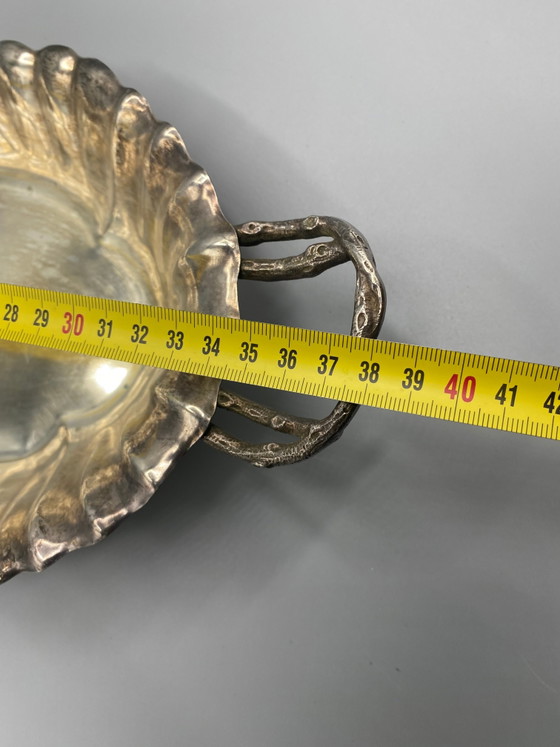 Art Nouveau verzilverde tafelmand met takken als handvatten – Decoratieve objecten (photo 5 of 6)