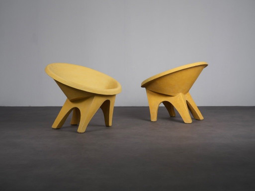 Rare Pair of Sculptural Concrete Lounge Chairs, Italy, 1960s – fauteuils, Other