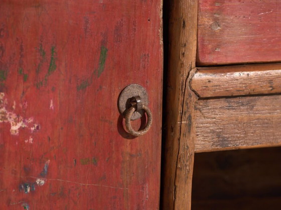 Antiker rot lackierter Unterschrank aus Ulmenholz – China, circa 1900 – Sideboard, Iron (photo 12 of 40)