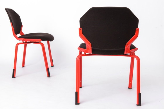 Image 1 of Space Age Chairs Set of 4, Fröscher Stacking Chairs, 1980s German Design, Hartmut Engel, IF Design Award