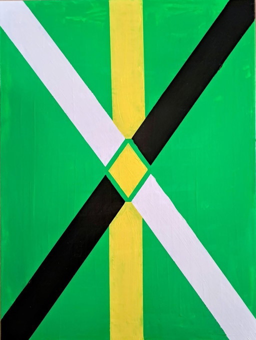 Enzo SAN MARCO - Essential colors on a green background - Artist's painting