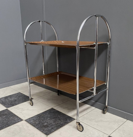 Foldable Serving Trolley by Bremshey & Co 1970s – Bar carts, Metal, lamine (photo 9 of 11)