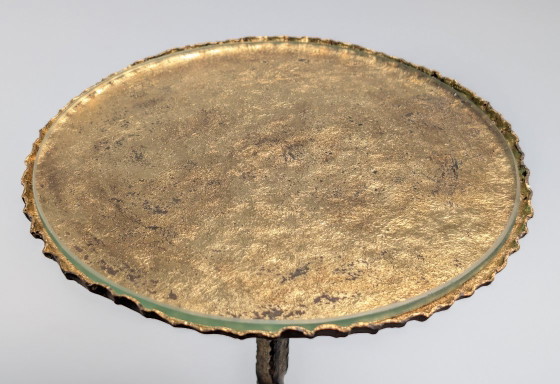 Mesa auxiliar española Mid-Century de hierro forjado dorado y cristal, años 50 – Mesas auxiliares, Glass (photo 8 of 11)