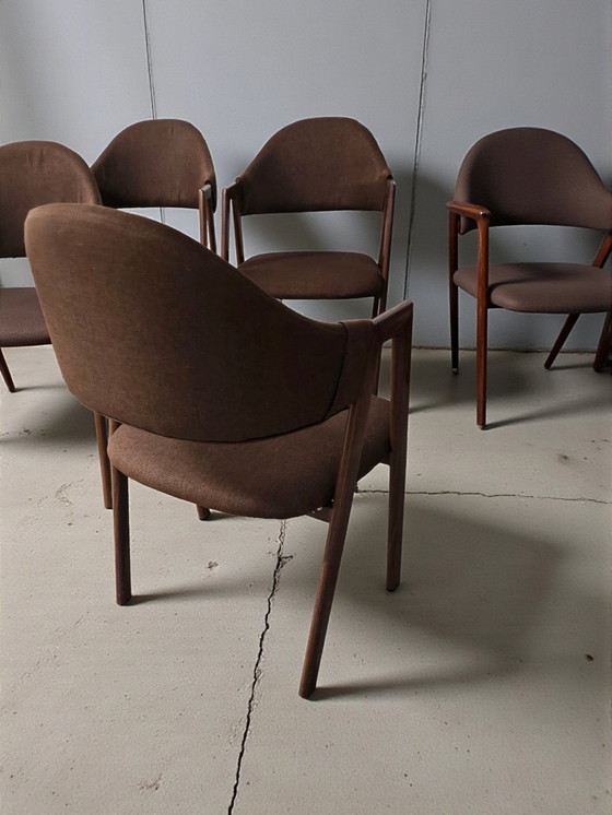 Image 1 of 6 sillas de comedor de diseño danés tapizadas en lino