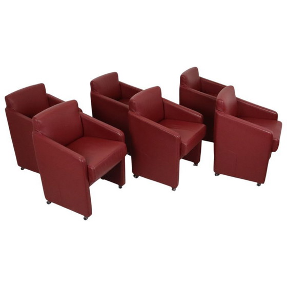 Image 1 of Set di 6 sedie da pranzo rosse per divano