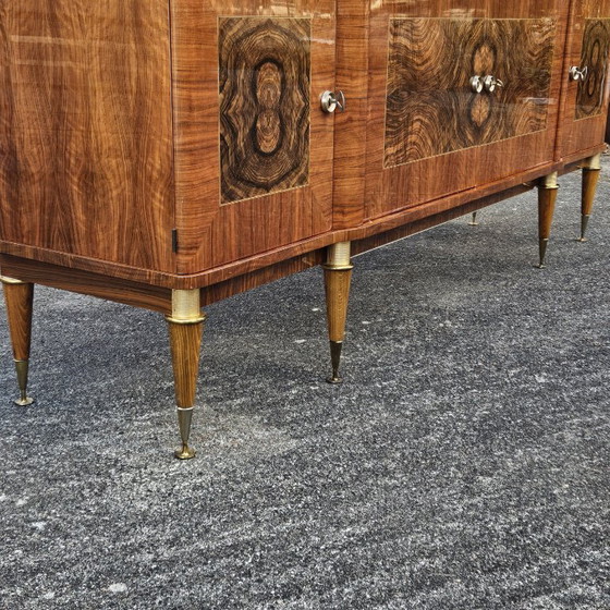 Image 1 of Frans dressoir uit het midden van de 20e eeuw - Luxe buffetkast van wortelhout - jaren 60