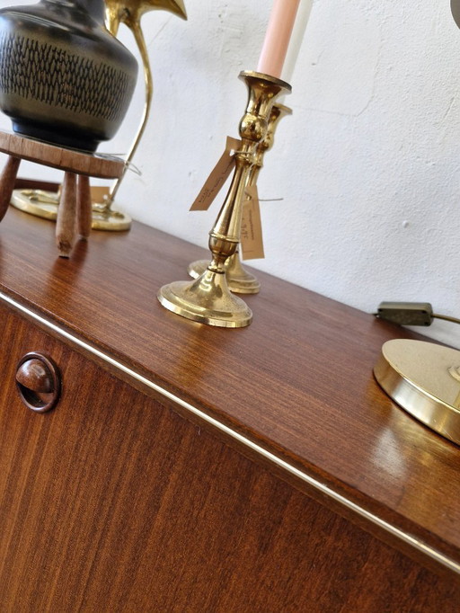 Vintage flap door cabinet with drawer and round handle