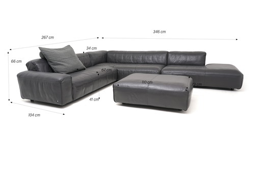 Rolf Benz Mio Pouf Ensemble Canapé Canapé d'angle Canapé d'angle en cuir