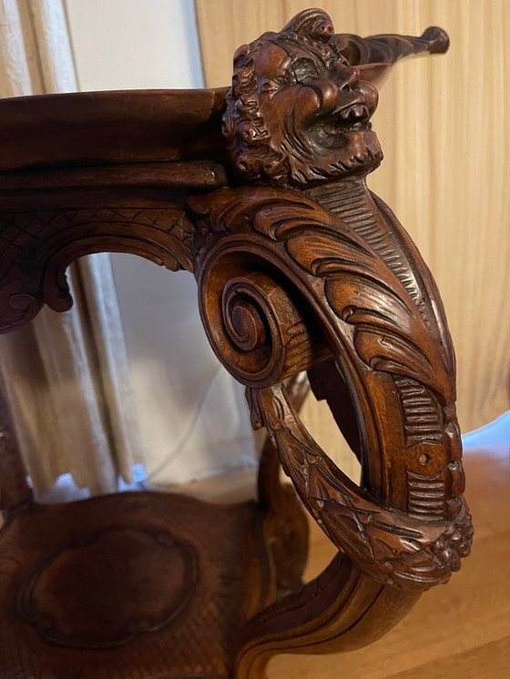 Image 1 of Mesa neorrenacentista con bandeja, italiana, siglo XIX, nogal macizo