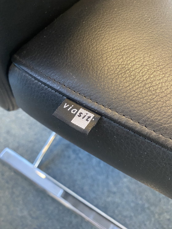 Image 1 of Stoelen eetkamer kantoor viasit leer chroom luxe stoel