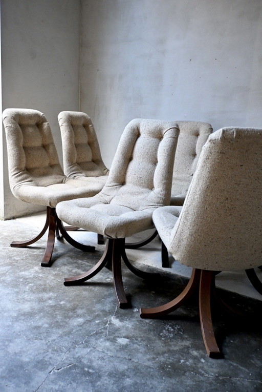 Sei Sedie Da Pranzo Girevoli Di Design Scandinavo Degli Anni '60 O '70
