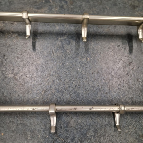Image 1 of 1970s Aluminum Coat Rack Vintage Wall Coat Rack