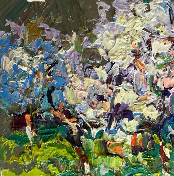 Image 1 of Original Oil Painting Spring Flower Landscape The gardens are blooming