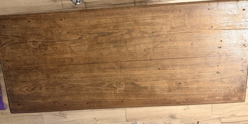 Table rustique vintage en bois massif de la fin du XIXe siècle – eettafels, Wood (photo 2 of 4)