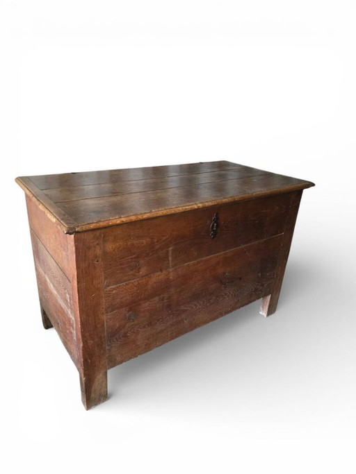 Antique Solid Wood Chest/Chest – Authentic Patina, Hinged Lid – kasten, Metal (photo 2 of 5)