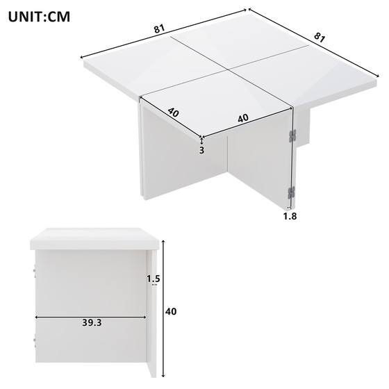 Image 1 of Urban Meuble White Glossy square coffee table, table top with free combination UVVEDS