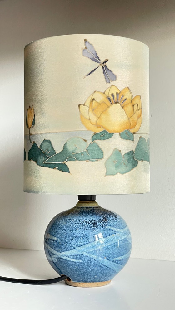 Image 1 of Vintage Ceramic and Silk Lamp