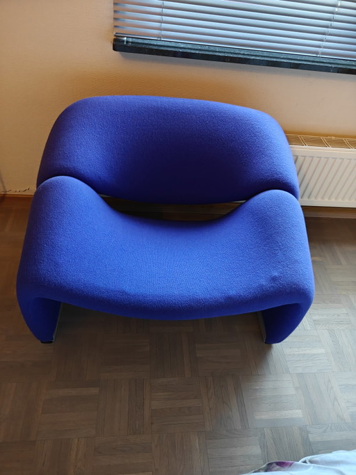 Artifort F598 Groovy Fauteuil Blauw In Perfecte Staat. Pierre Paulin. – Aluminium, Textile (photo 2 of 7)
