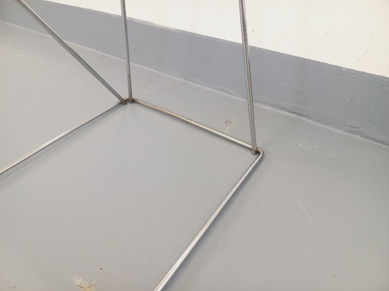 Image 1 of Vintage bureau uit de jaren 70 van gerookt glas en verchroomd metaal.