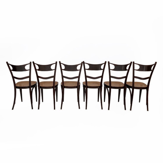 Image 1 of Ensemble de six chaises Thonet napolitaines en hêtre courbé du début du XXe siècle, Sautto & Liberale