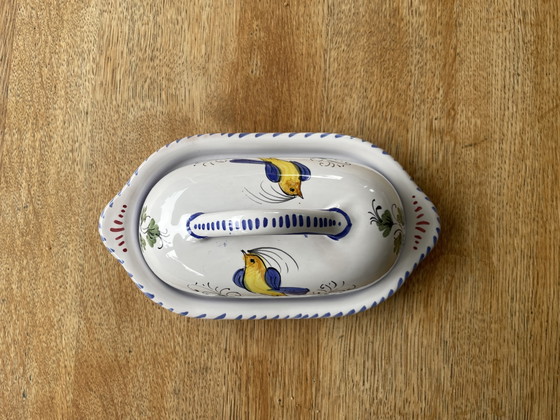 Handbeschilderde botervloot met vogelmotief – Tafelwaar, Ceramic (photo 2 of 6)