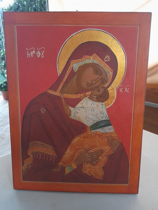 Handgemalte Ikone Unserer Lieben Frau der Zärtlichkeit