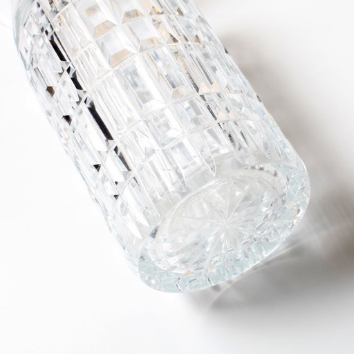 Mid-century Large Vase / Vintage Tall and Solid Clear Crystal Glass Vase / Florence / Italy / 1960s