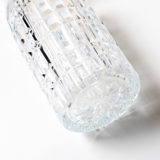 Image 1 of Mid-century Large Vase / Vintage Tall and Solid Clear Crystal Glass Vase / Florence / Italy / 1960s