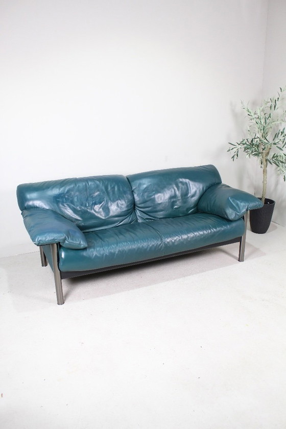 Image 1 of Divano vintage in pelle blu di design italiano