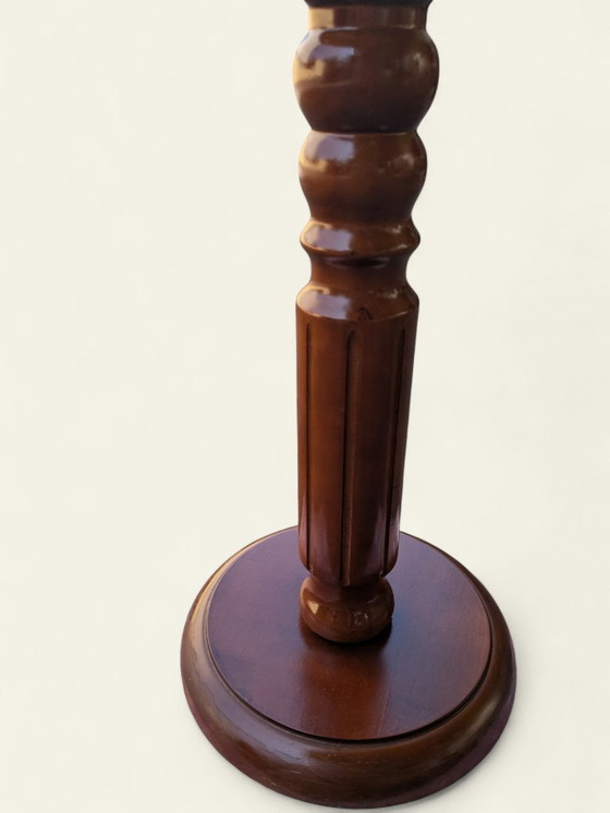 Image 1 of Rareté ! Support à plantes tourné à la main en bois véritable – Milieu du siècle, années 1960, jamais utilisé, décoration vintag