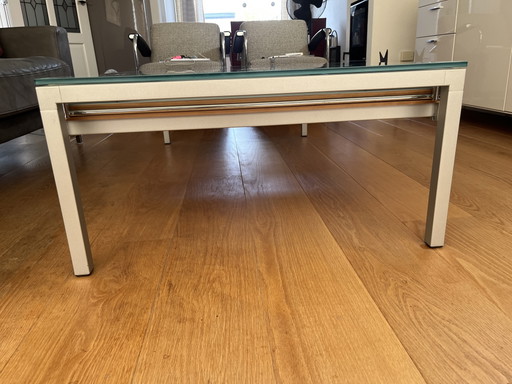 Table basse Desalto Helsinki Design | Verre dépoli et Gris Arctique