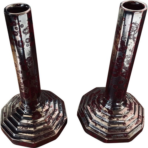 Paire de vases vintage de Fives Lille