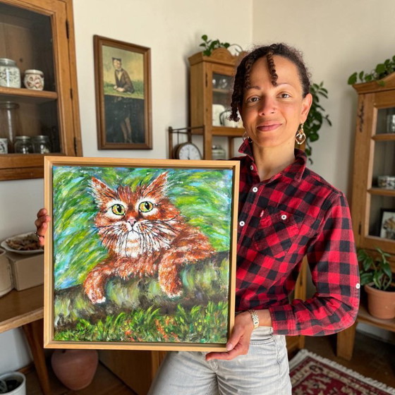 Image 1 of Orange Cat Painting by the Dutch artist Irene van Genderen-van de Wilt