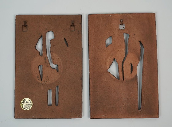 Image 1 of 2 bellissime e decorative piastrelle da parete vintage anni '70 di Ruscha-Keramik W. Germany con motivi floreali.