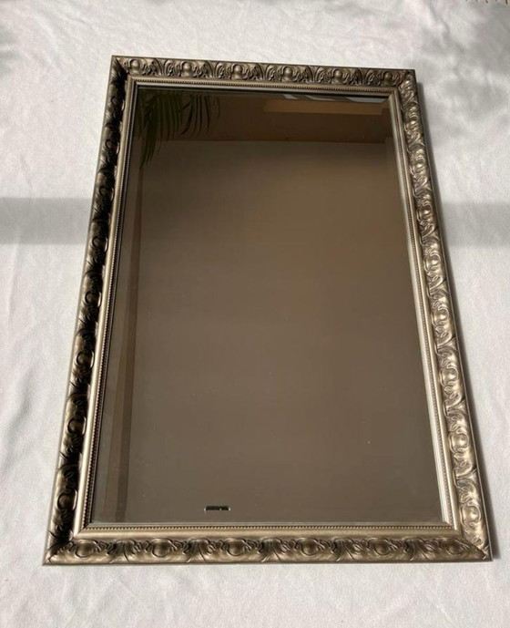 Image 1 of Facetgeslepen spiegel met zilverkleurige rand