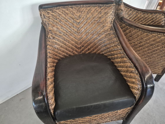 Image 1 of 4 vintage art deco colonial style armchairs
