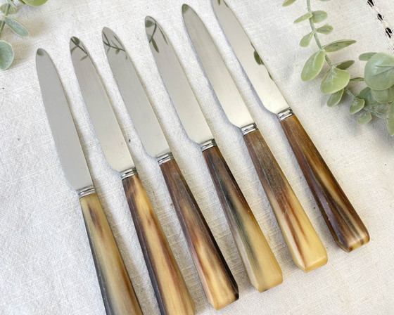 6 couteaux à dessert vintage en corne – Accessoires de table (photo 6 of 10)