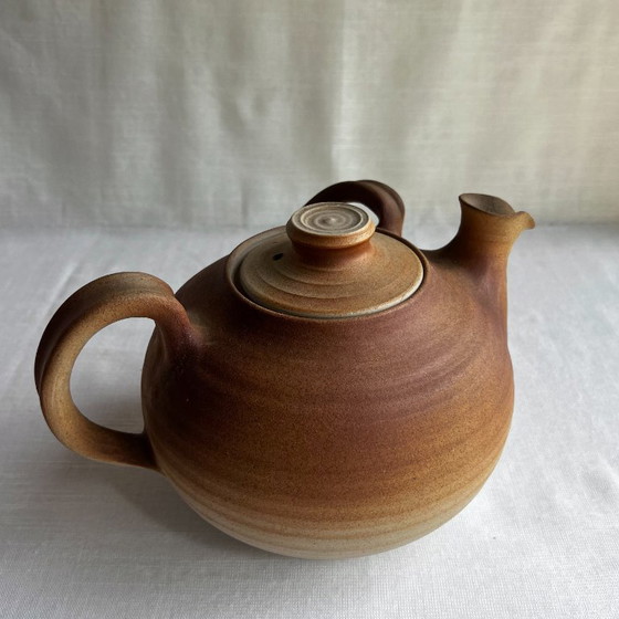 Image 1 of Deense steengoed theepot uit de jaren 70 van Karlslunde Keramik - Sculpturale Wabi Sabi