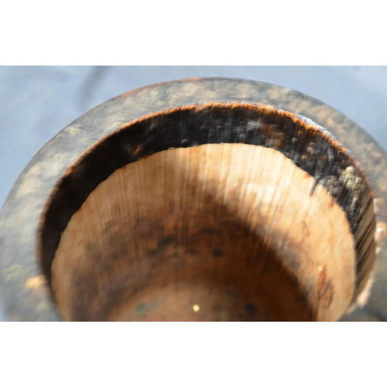 Late 19th Century Important Black Lacquered Bamboo Pot With Polychrome Character Decoration – Plant pot (photo 11 of 12)