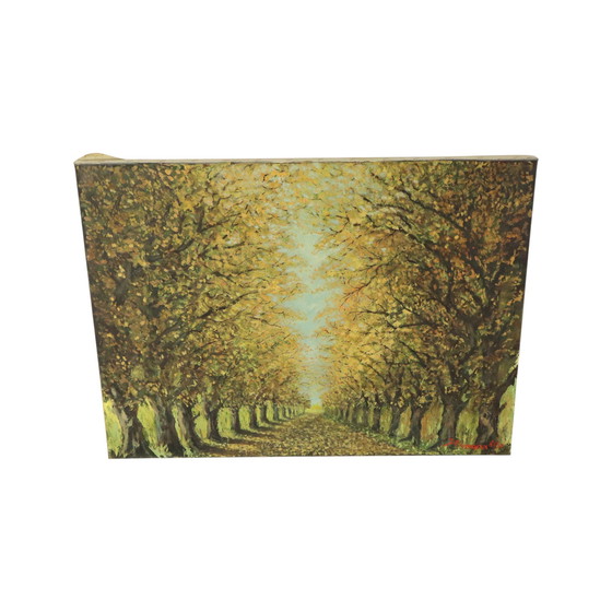 Image 1 of Groot Vintage Schilderij Bomen