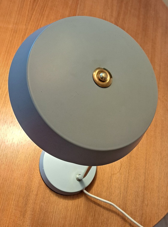 Image 1 of VEB Narva Leuchtenbau Tischlampen – Paar, „Stasi-Lampe“, DDR, 1960er Jahre, Architektengrau