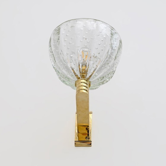 Image 1 of Attribuite a Seguso Applique in ottone Art Dèco e vetro di Murano "Pelugoso", coppia