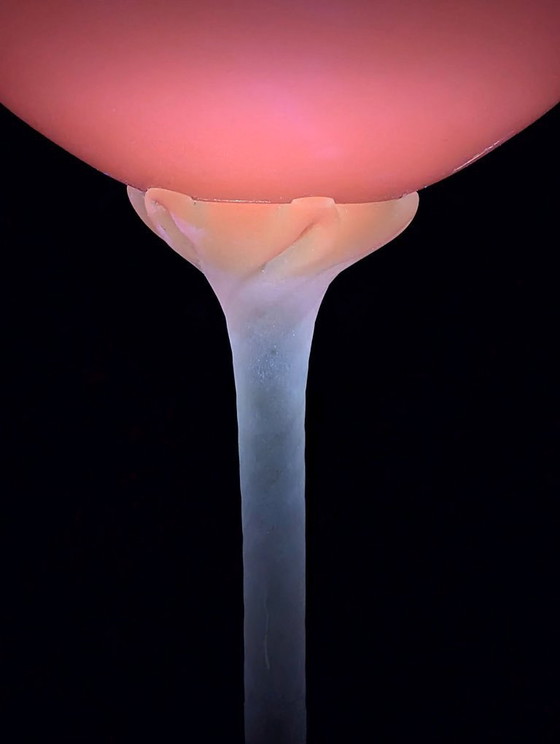 Image 1 of XXL Vintage Pink Italian Frosted Crystal Glass circa 1970 ( Empoli / Murano ) UV Reactive