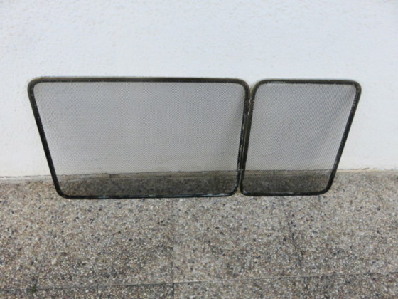 Image 1 of Zweiteiliger Kaminschirm aus vergoldetem Messing und Streckmetall, Frankreich, 1970