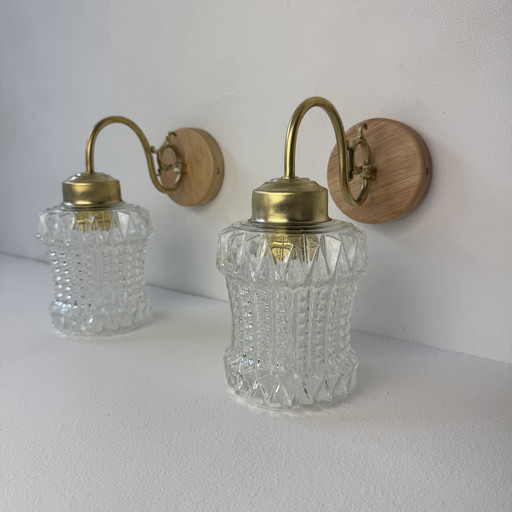 PAIR OF VINTAGE MOLDED GLASS SCONCES