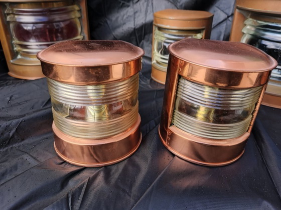 Set di 6 diverse lampade nautiche antiche – Applique, Vetro, Ottone (photo 3 of 14)